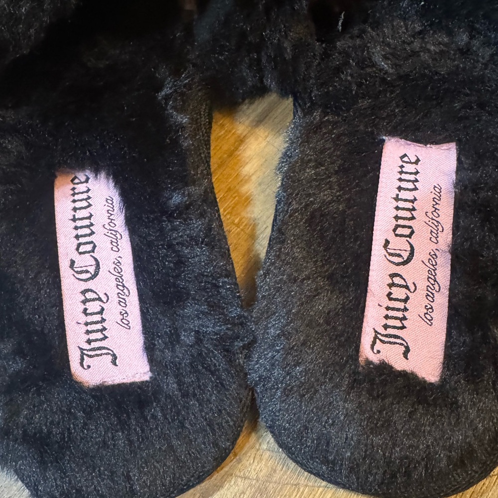 Juicy Couture “Halo” Black Faux Fur Rhinestone Detail Statement Loungewear Sz 6 - Picture 4 of 10